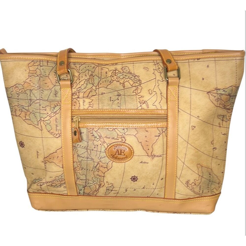 Allen Edward AE Vinyl World World Map Travel Bag